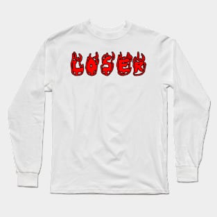 Loser red flames black outline Long Sleeve T-Shirt